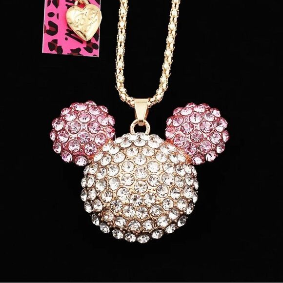 Crystal Rhinestone 3D Mickey Mouse Pendant Necklace NWOT - Picture 2 of 3